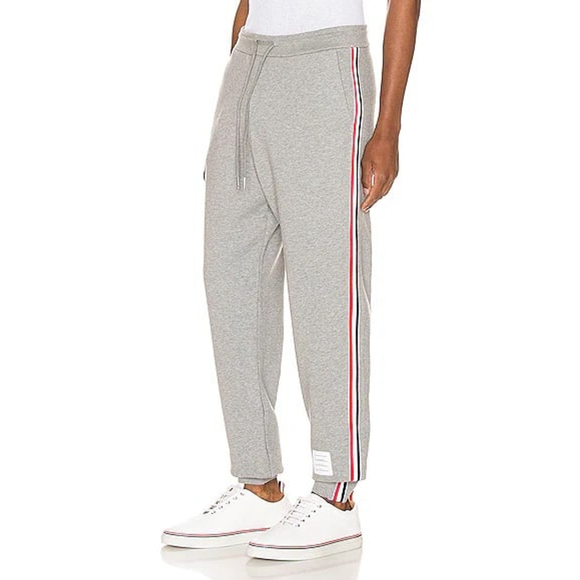 Thom Browne Gray RWB Stripe-Trimmed Sweatpants